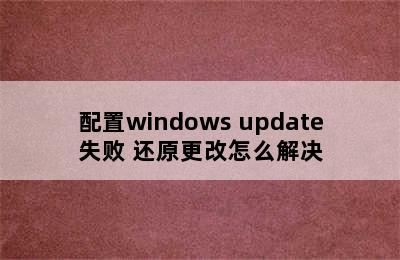 配置windows update失败 还原更改怎么解决